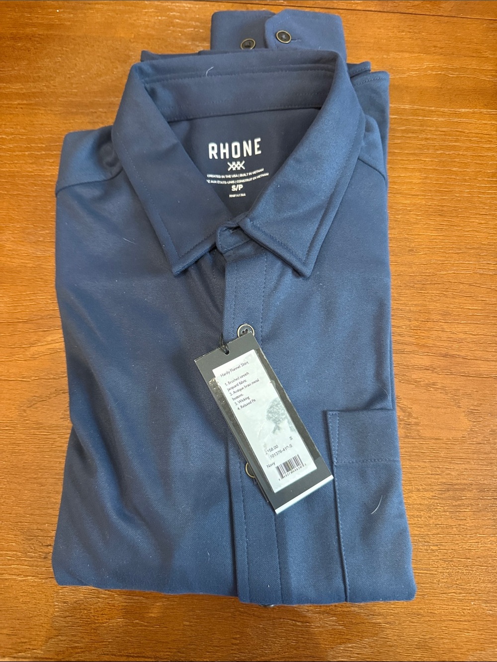 RHONE Navy Casual Flannel Button-Down Shirt